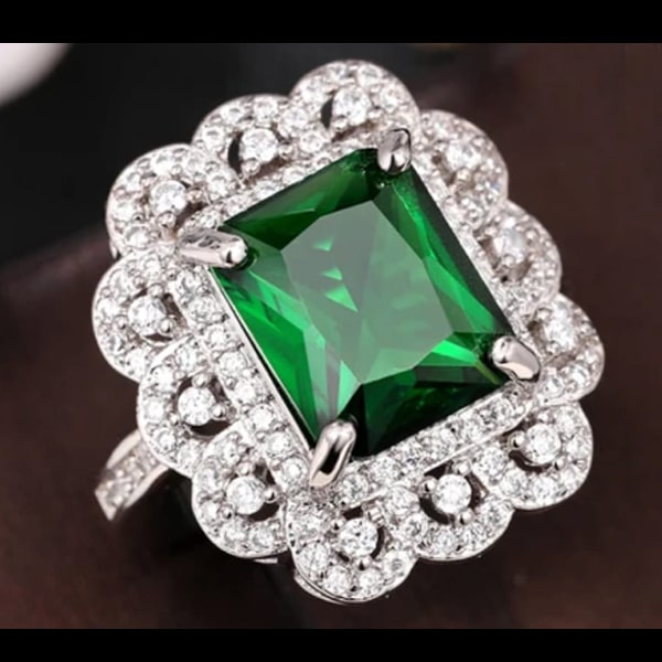 Rapper's Dream Emerald Ring 18K White Gold Adjustable Ring With Crystal  Accents For Women - Fine Jewelry Gift Box Included. | Osirisjewelry.com
